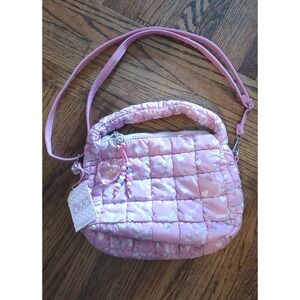 Miss Gwen's OMG Accessories Pink Quilted Puffer Bag Crossbody Heart Charm NWT